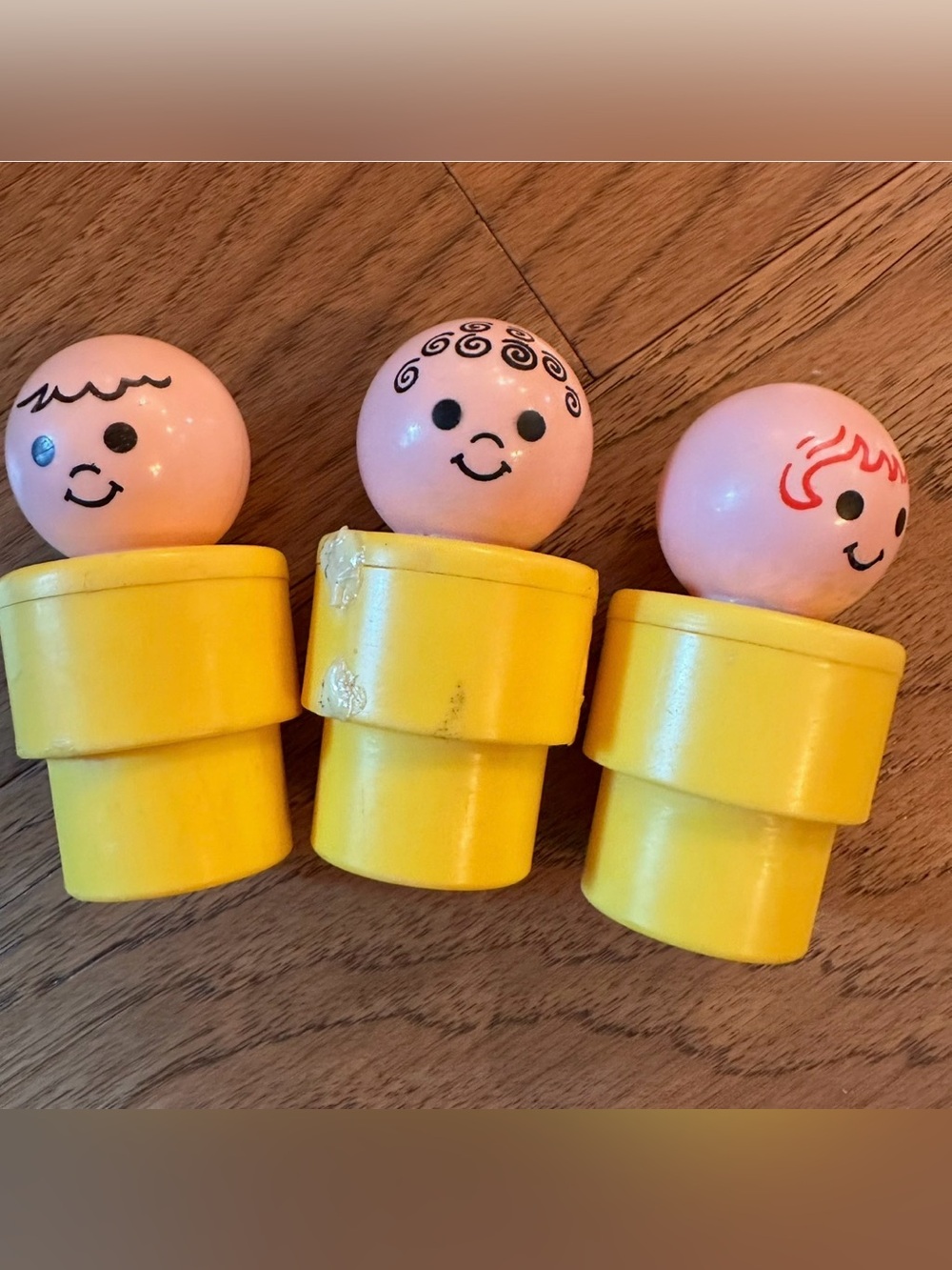 Vintage Fisher Price Little People Lot of 3 Yellow Plastic Figures